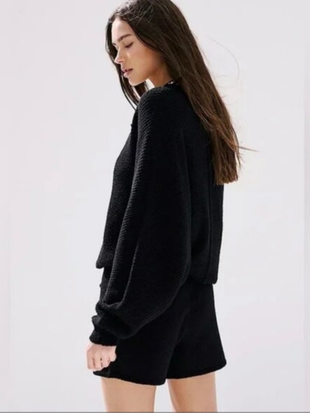 💥Sale💥FP Beach Elegant Black Knit Wrap Skort With Button Detail - Picture 2 of 8